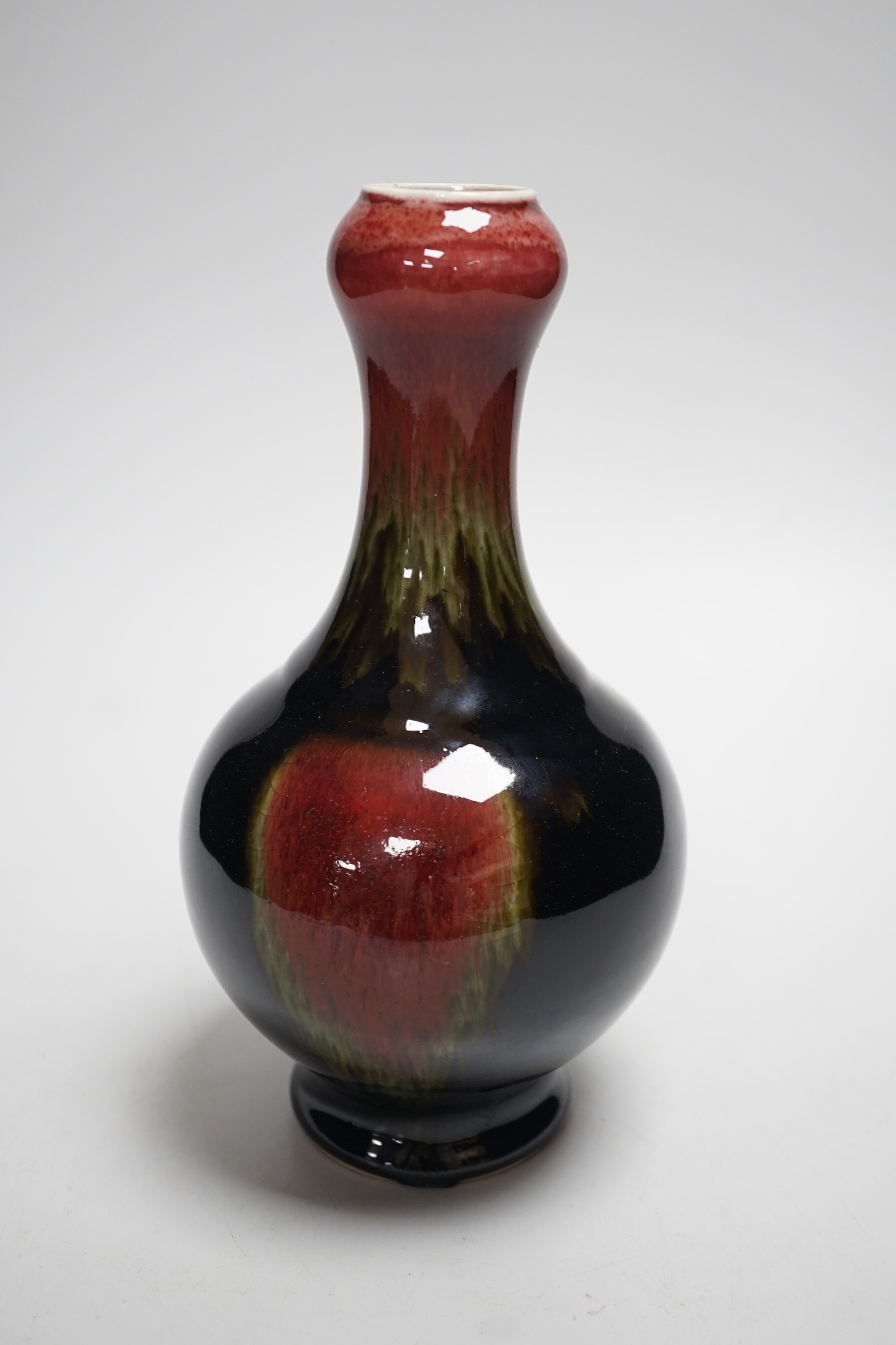 A Chinese flambé glazed garlic mouthed vase, early 20th century, 22cm